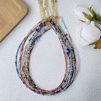 Sweet Geometric Glass Steel Wire Beaded 18K Gold Plated Women's Necklace main image 4