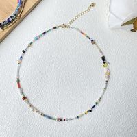 Sweet Geometric Glass Steel Wire Beaded 18K Gold Plated Women's Necklace sku image 3