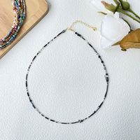Sweet Geometric Glass Steel Wire Beaded 18K Gold Plated Women's Necklace sku image 2