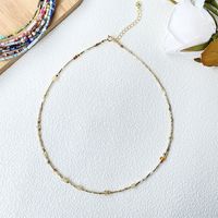 Sweet Geometric Glass Steel Wire Beaded 18K Gold Plated Women's Necklace sku image 1