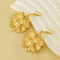 1 Pair Simple Style Flower Stainless Steel 18K Gold Plated Drop Earrings main image 5