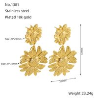 1 Pair Simple Style Flower Stainless Steel 18K Gold Plated Drop Earrings sku image 2