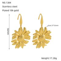 1 Pair Simple Style Flower Stainless Steel 18K Gold Plated Drop Earrings sku image 1
