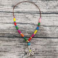 Ethnic Style Bohemian Geometric Flower Wooden Beads Turquoise Shell Beaded Unisex Bracelets 1 Piece sku image 2