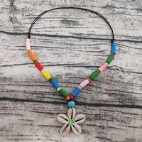 Ethnic Style Bohemian Geometric Flower Wooden Beads Turquoise Shell Beaded Unisex Bracelets 1 Piece sku image 1
