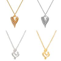 Copper 18K Gold Plated Elegant Simple Style Heart Shape Hollow Out Inlay Rhinestones Pendant Necklace main image 1