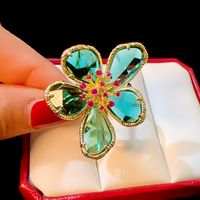 Classical Leaf Flower Copper Plating Women's Brooches main image 1