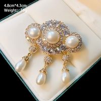 IG Style Shiny Leaf Flower Butterfly Copper Plating Inlay Pearl Zircon Unisex Brooches main image 4
