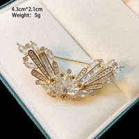 IG Style Shiny Leaf Flower Butterfly Copper Plating Inlay Pearl Zircon Unisex Brooches sku image 4