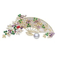 Simple Style Shiny Animal Leaf Flower Copper Plating Inlay Pearl Zircon Unisex Brooches main image 5