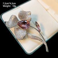 IG Style Shiny Leaf Flower Butterfly Copper Plating Inlay Pearl Zircon Unisex Brooches main image 3