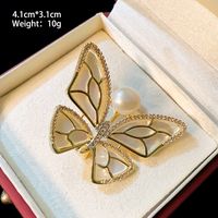 Simple Style Shiny Animal Leaf Flower Copper Plating Inlay Pearl Zircon Unisex Brooches sku image 4