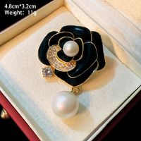Simple Style Shiny Animal Leaf Flower Copper Plating Inlay Pearl Zircon Unisex Brooches sku image 3