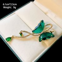 IG Style Shiny Leaf Flower Butterfly Copper Plating Inlay Pearl Zircon Unisex Brooches sku image 1