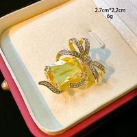 Shiny Flower Bow Knot Copper Plating Inlay Zircon Unisex Brooches sku image 6