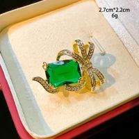 Shiny Flower Bow Knot Copper Plating Inlay Zircon Unisex Brooches sku image 4