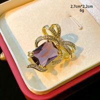 Shiny Flower Bow Knot Copper Plating Inlay Zircon Unisex Brooches sku image 5