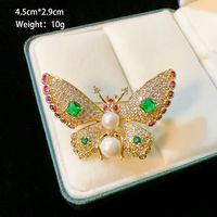 IG Style Shiny Flower Dragonfly Butterfly Copper Plating Inlay Pearl Zircon Unisex Brooches sku image 2