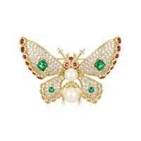 IG Style Shiny Flower Dragonfly Butterfly Copper Plating Inlay Pearl Zircon Unisex Brooches main image 5