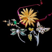 IG Style Shiny Flower Dragonfly Butterfly Copper Plating Inlay Pearl Zircon Unisex Brooches main image 1