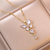 Titan Stahl Süss Schmetterling Diamant Halskette Mit Anhänger sku image 2
