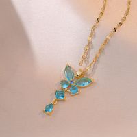 Titan Stahl Süss Schmetterling Diamant Halskette Mit Anhänger sku image 6