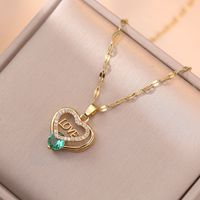 Titanium Steel Sweet Heart Shape Diamond Pendant Necklace sku image 3