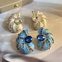 1 Pair Simple Style Snails Plating Inlay Alloy Rhinestones Glass Ear Studs main image 1