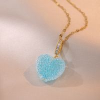 Titanium Steel Elegant Heart Shape Diamond Pendant Necklace sku image 2
