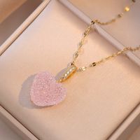 Titanium Steel Elegant Heart Shape Diamond Pendant Necklace sku image 4