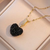 Titanium Steel Elegant Heart Shape Diamond Pendant Necklace sku image 5