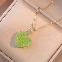 Titanium Steel Elegant Heart Shape Diamond Pendant Necklace sku image 3