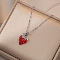 Titanium Steel Sweet Fruit Diamond Pendant Necklace sku image 3