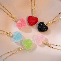Titanium Steel Elegant Heart Shape Diamond Pendant Necklace main image 6