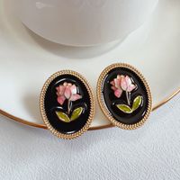 1 Pair Vintage Style Flower Plating Alloy Ear Studs main image 3