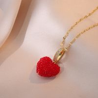 Titanium Steel Elegant Heart Shape Diamond Pendant Necklace sku image 1
