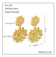 1 Pair Simple Style Flower Stainless Steel 18K Gold Plated Drop Earrings main image 2