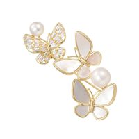 Elegant Leaf Flower Butterfly Copper Plating Women's Brooches main image 2