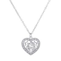 Copper 18K Gold Plated Elegant Simple Style Heart Shape Hollow Out Inlay Rhinestones Pendant Necklace sku image 10