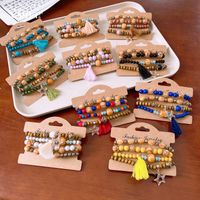 Retro Ethnic Style Geometric Alloy Wood Glass Beaded Women's Bracelets 1 Set main image 1