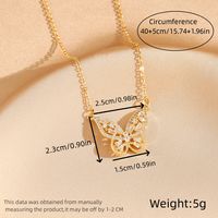 Titanium Steel 18K Gold Plated Casual Commute Plating Diamond Moon Snake Butterfly Resin Opal Zircon Pendant Necklace sku image 14