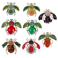 Mignon Insecte Alliage Émail Placage Incruster Strass Unisexe Broches main image 5