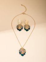 Casual Nordic Style Leaves Alloy Women's Earrings Necklace Jewelry Set main image 9