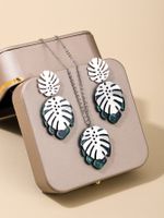 Casual Nordic Style Leaves Alloy Women's Earrings Necklace Jewelry Set main image 3