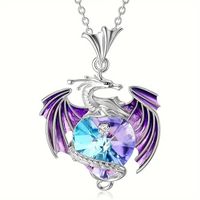 Casual Cartoon Style Heart Shape Dragon Alloy Plating Women's Pendant Necklace sku image 1