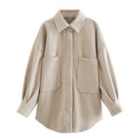 Women's Elegant Solid Color Single Breasted Coat Woolen Coat main image 5