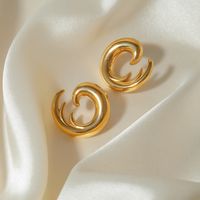 1 Pair IG Style Sea Wave 316 Stainless Steel  18K Gold Plated Ear Studs main image 5