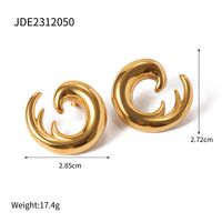 1 Pair IG Style Sea Wave 316 Stainless Steel  18K Gold Plated Ear Studs sku image 1