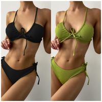 Mujeres Color Sólido Juego De 2 Piezas Bikinis Traje De Baño main image 1