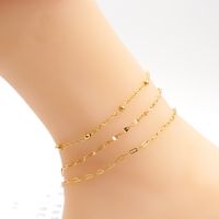 Casual Simple Style Classic Style Solid Color 304 Stainless Steel Titanium Steel Chain Gold Plated Women's Anklet main image 1